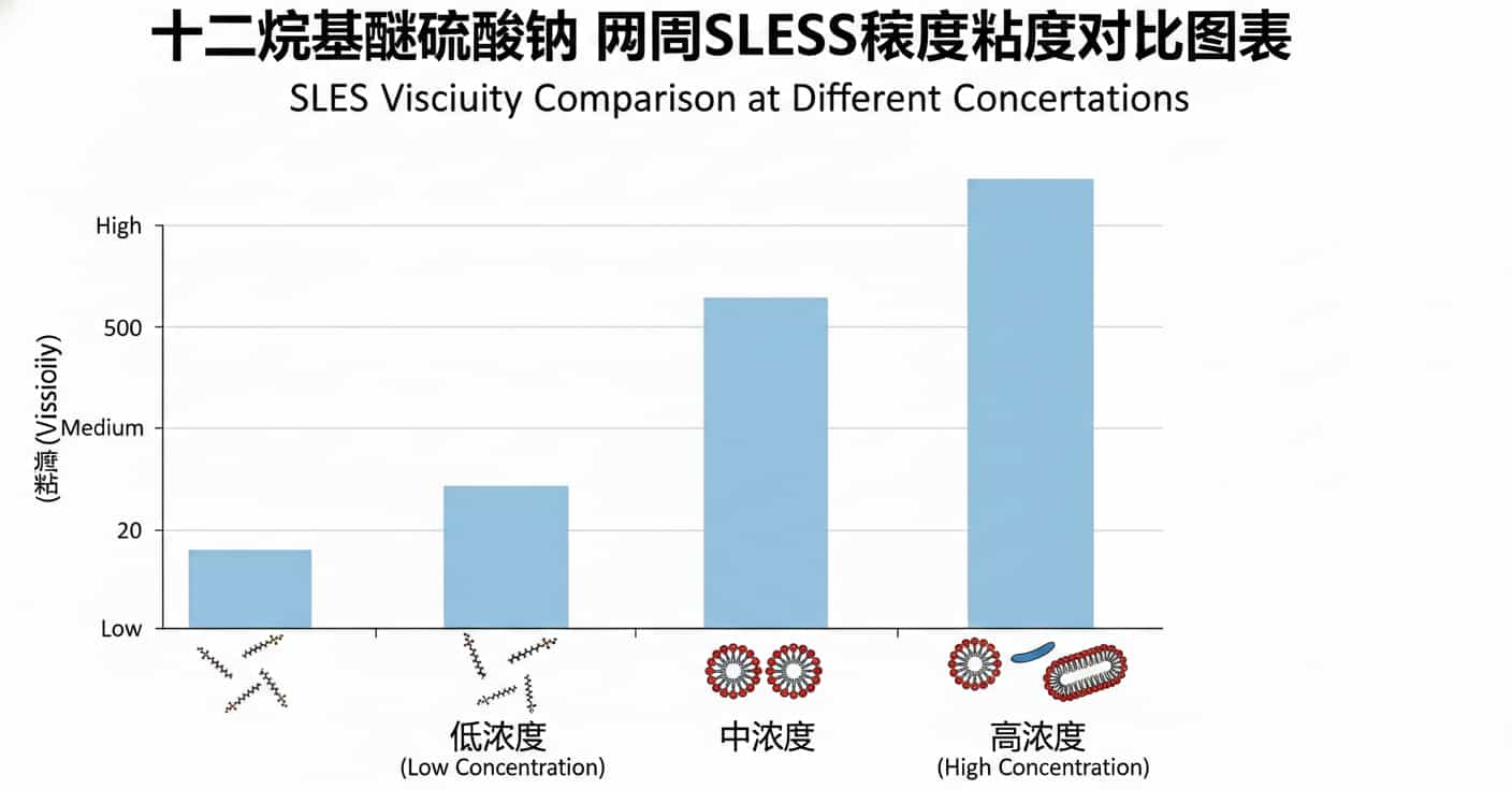 Viscosity comparison chart across different SLES concentrations