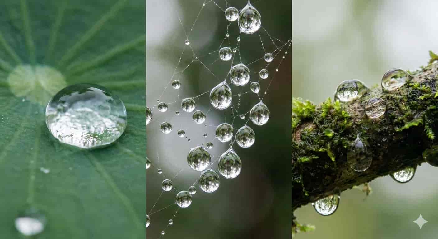 Water Surface Tension Example - Water Drop on Leaf